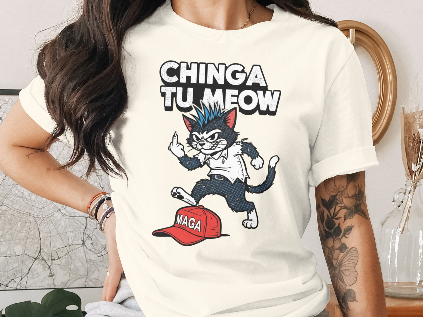 Chinga Tu Meow Punk Cat Middle Finger MAGA product type