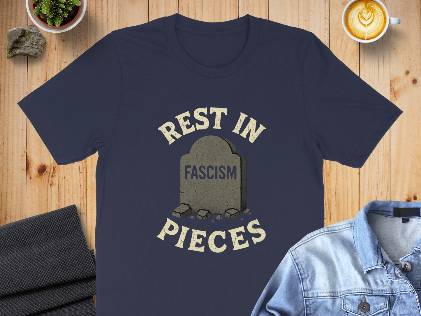 Rest In Pieces Fascism Tombstone Graphic T-Shirt product
