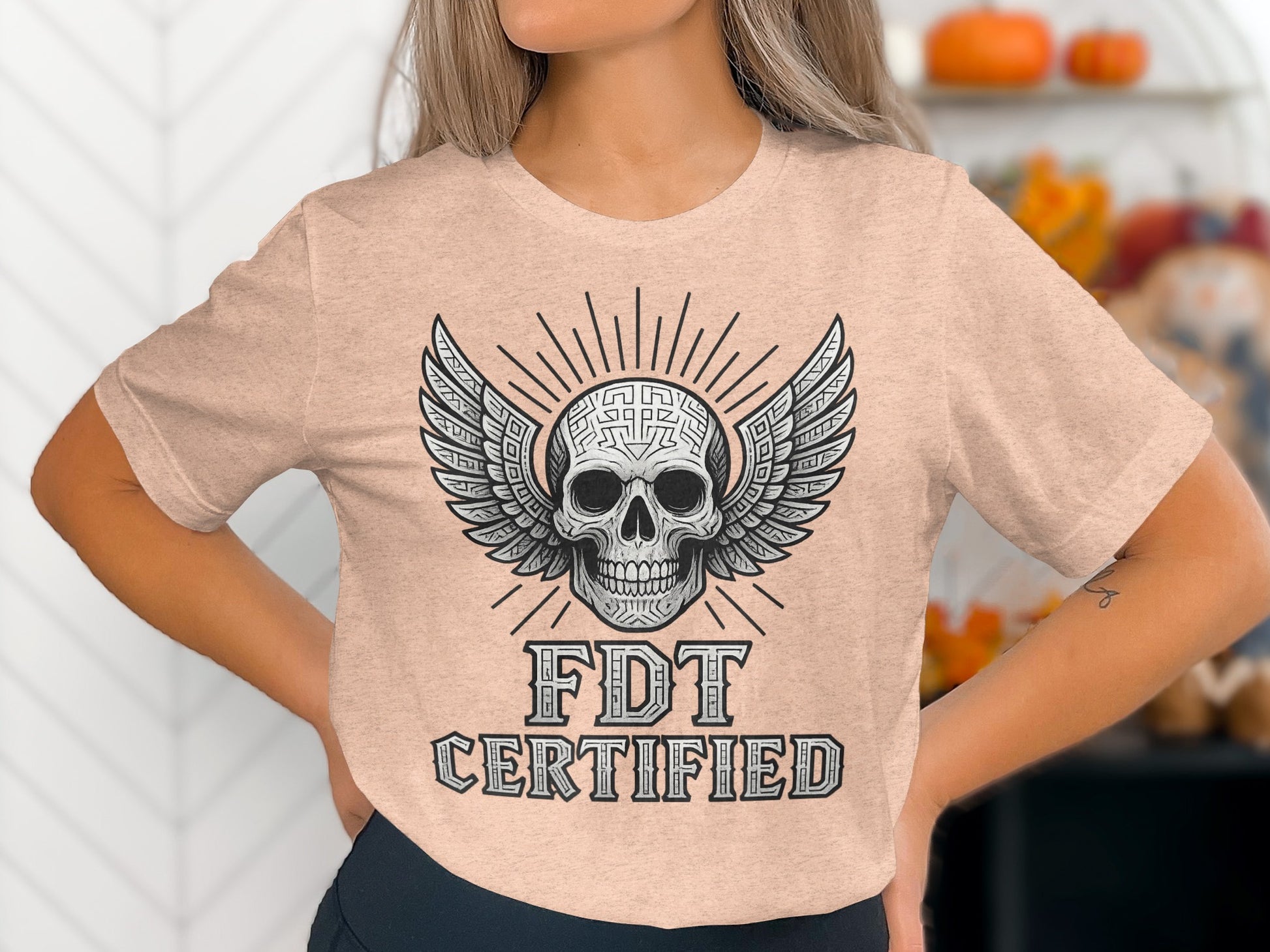FDT Certified Skull with Wings Graphic Shirt