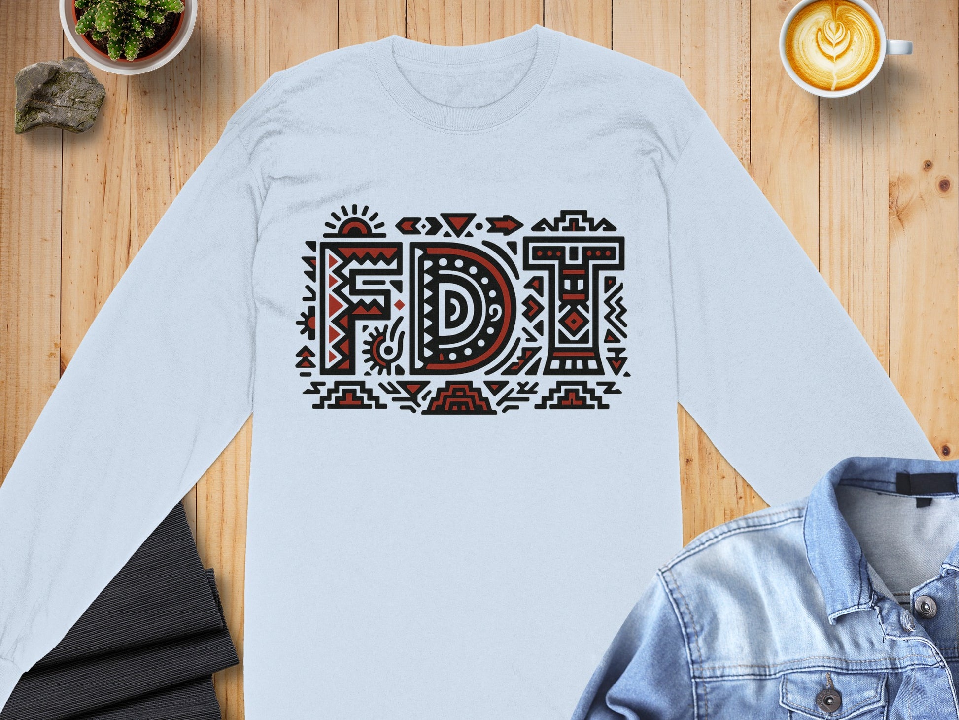Intricately Designed FDT Graphics Long Sleeve Shirt