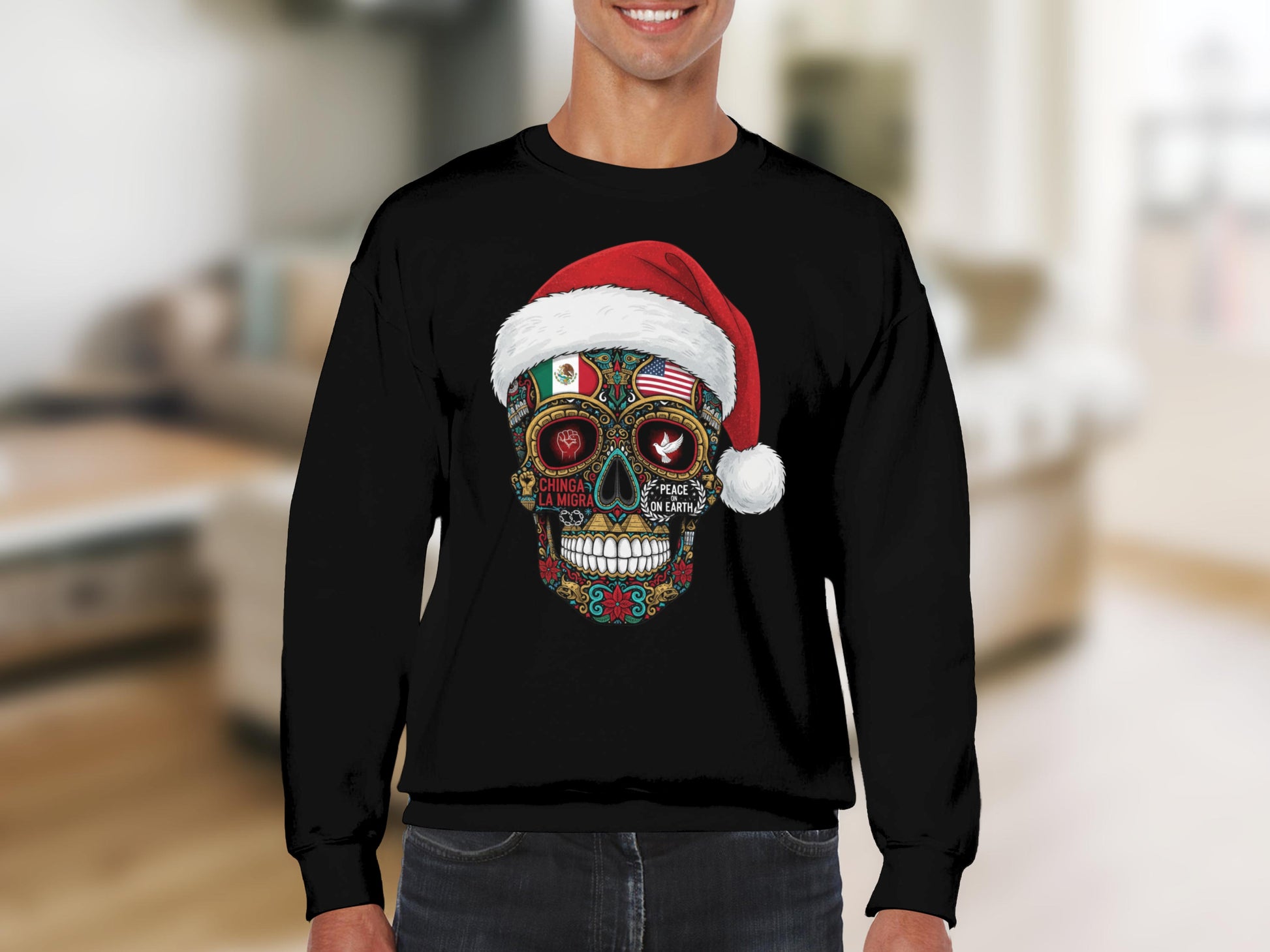 Christmas Santa Skull Holiday Sweatshirt Product