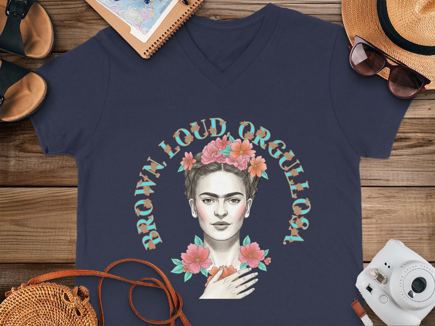 Brown Loud Orgullosa Graphic V-Neck T-Shirt