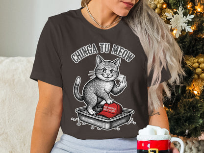 Chinga Tu Meow Cat Middle Finger MAGA Hat Litter Box Funny product type