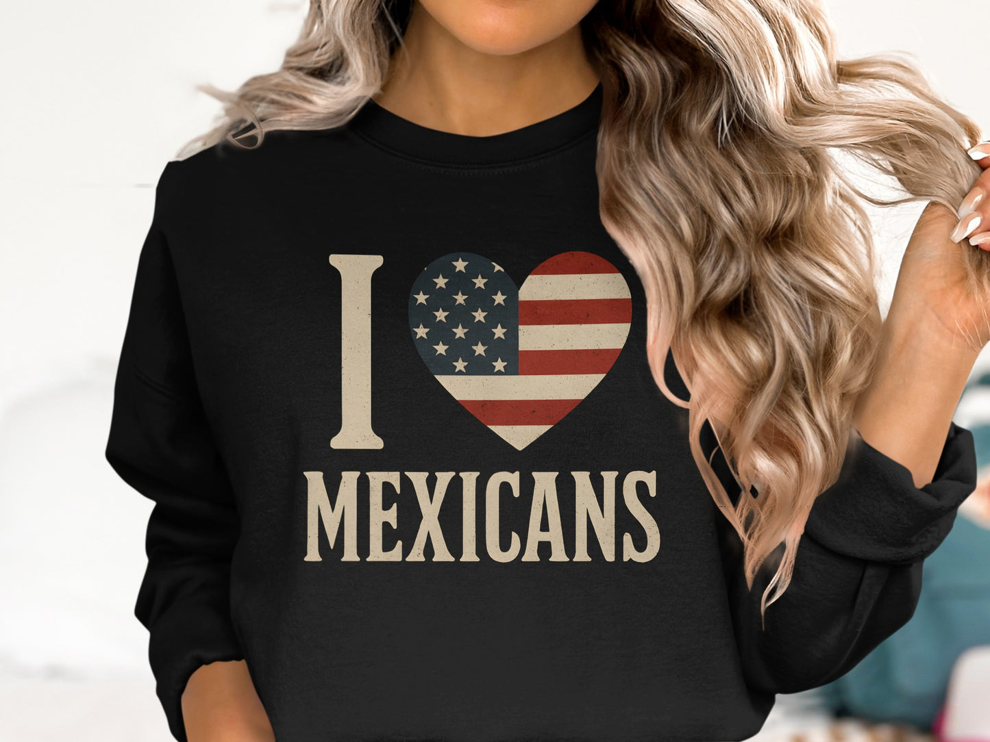 I Love Mexicans with USA Flag Heart Sweatshirt product
