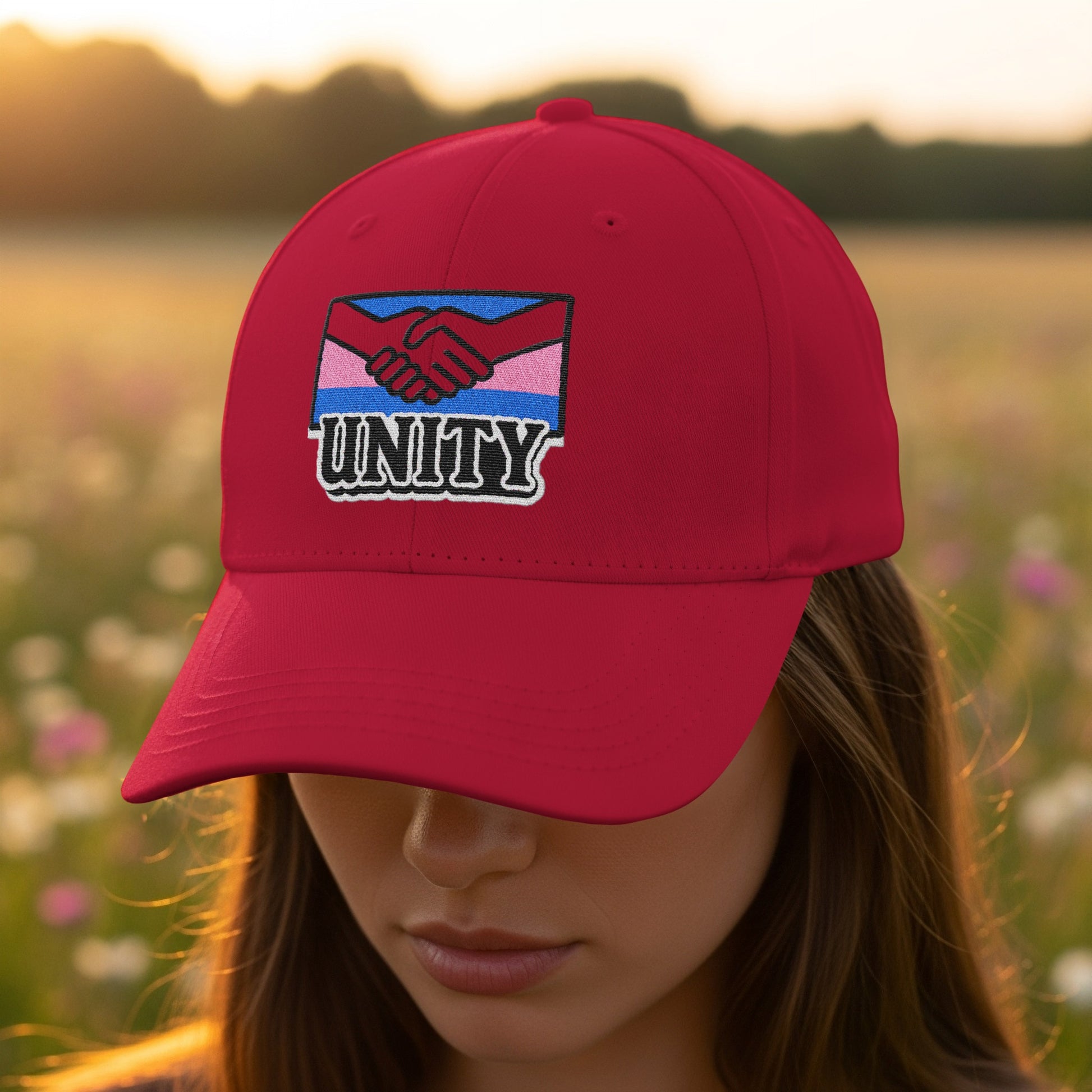 Unity Handshake Design Red Baseball Cap product