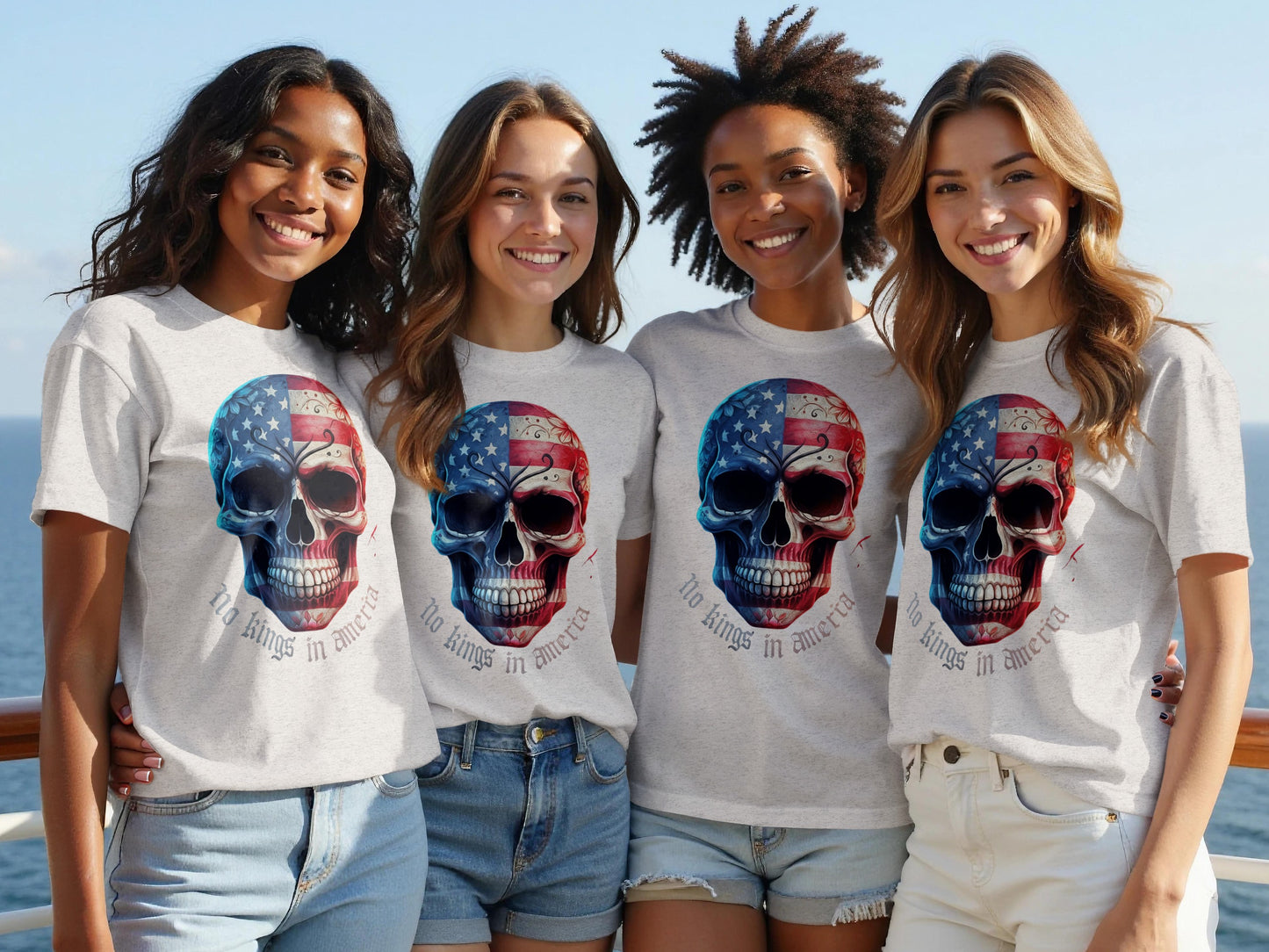Women's No Kings in America Skull T-shirt Product