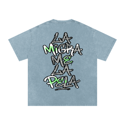 La migra me la pela Snow Washed Oversized Cotton T-Shirt