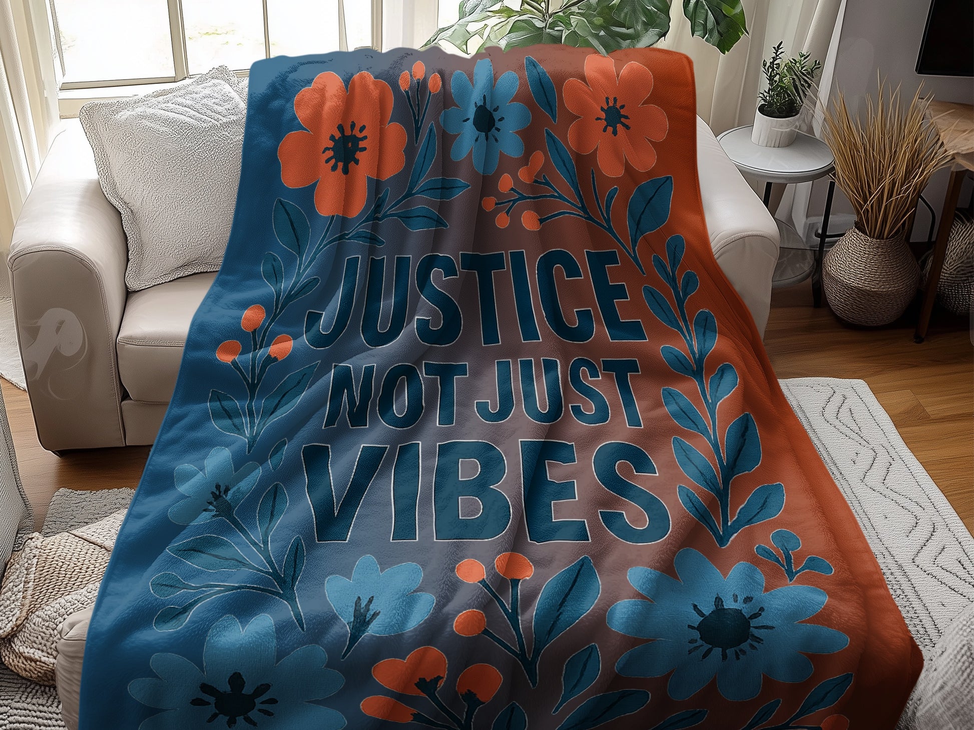 Justice Not Just Vibes Floral Blanket product