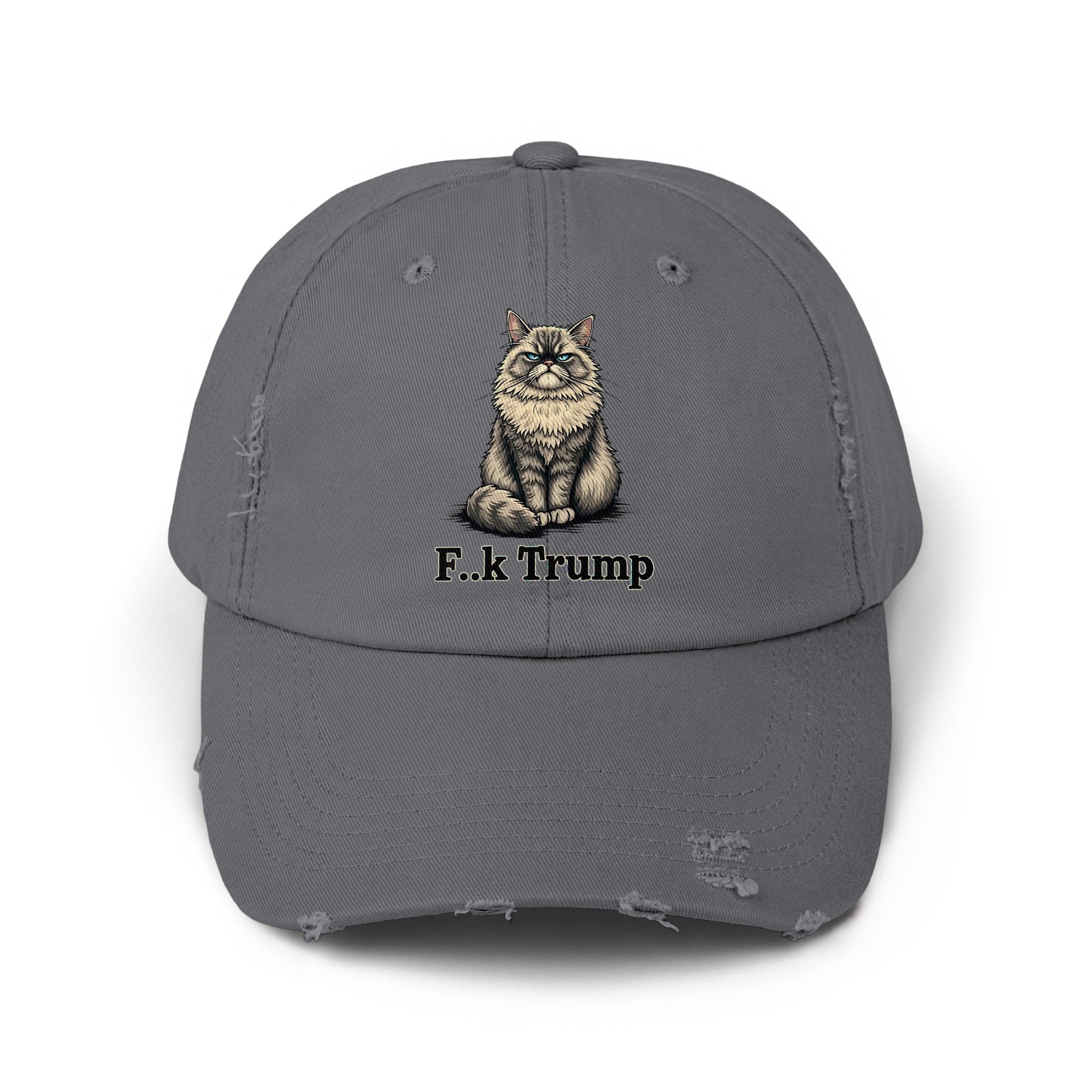 F.k Trump Embroidered Cat Graphic Distressed Hat product