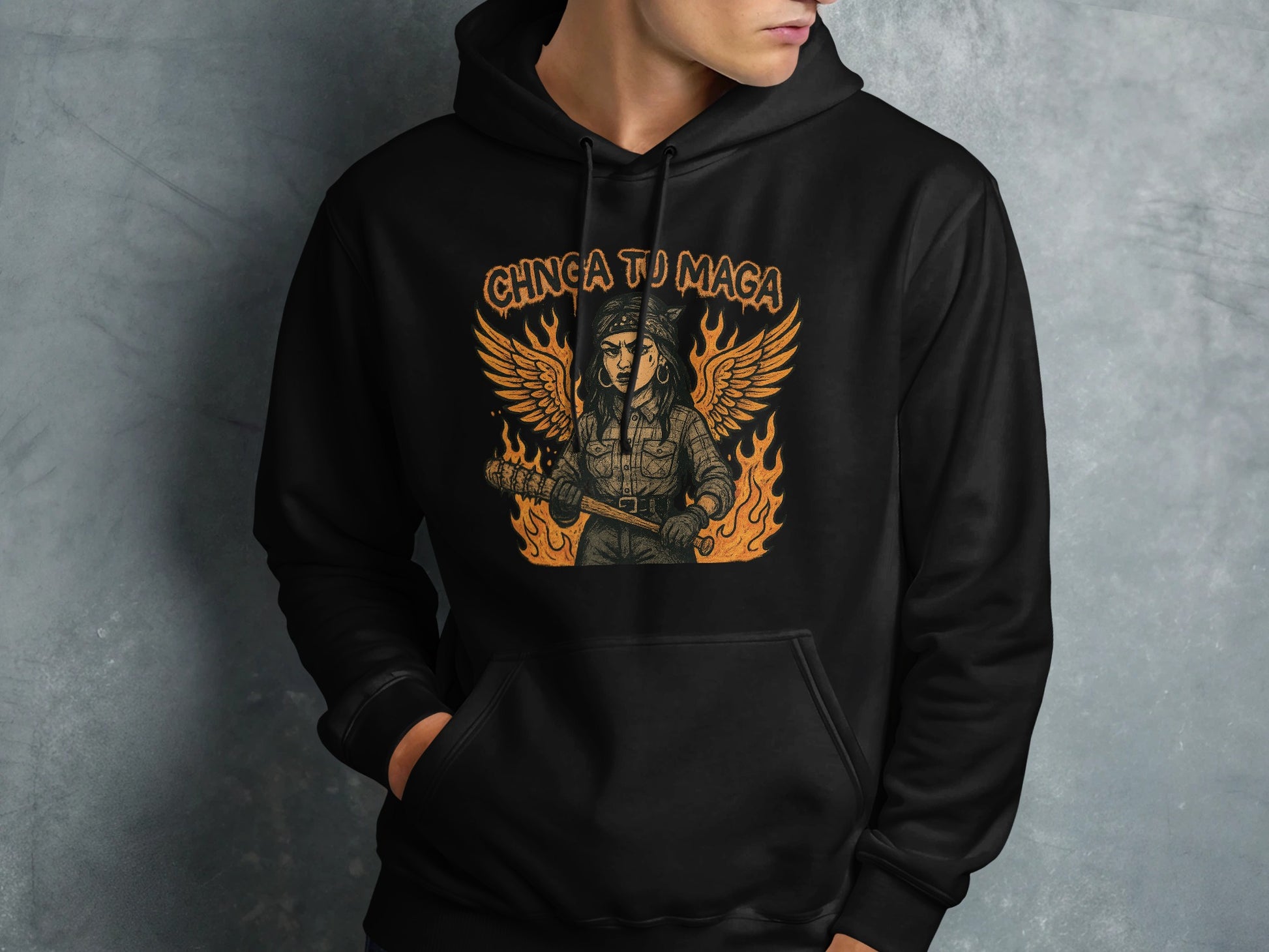 Chinga Tu Maga Angel Warrior Graphic Hoodie product