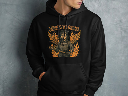 Chinga Tu Maga Angel Warrior Graphic Hoodie product