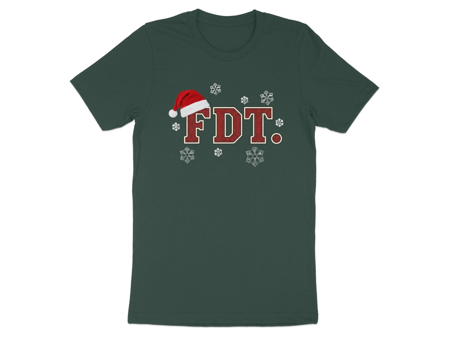 FDT Santa Hat and Snowflakes Graphic T-Shirt