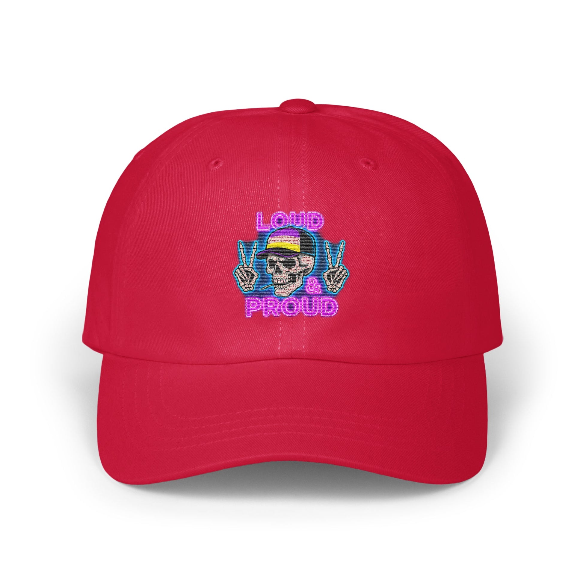 Loud Proud Skull Peace Hand Sign Embroidered Hat product