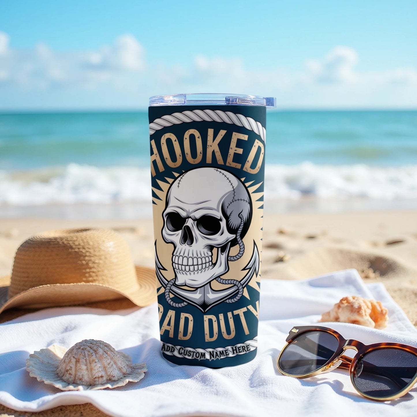 Hooked Dad Duty Skull Design Beach Tumbler product type