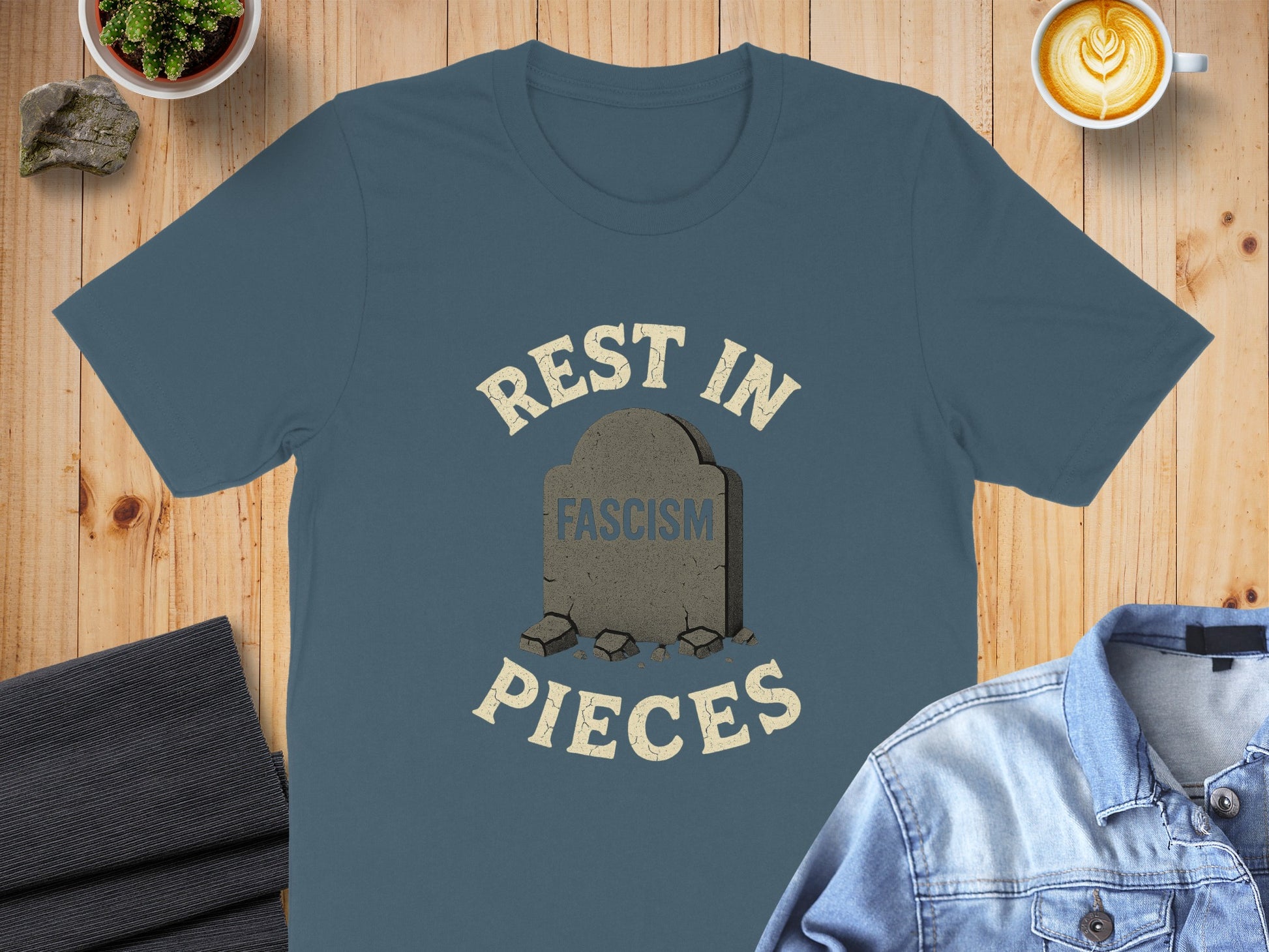 Rest In Pieces Fascism Tombstone Graphic T-Shirt product