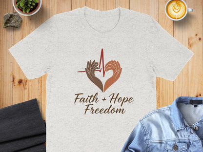 Faith Hope Freedom Heartbeat Design T-shirt Product