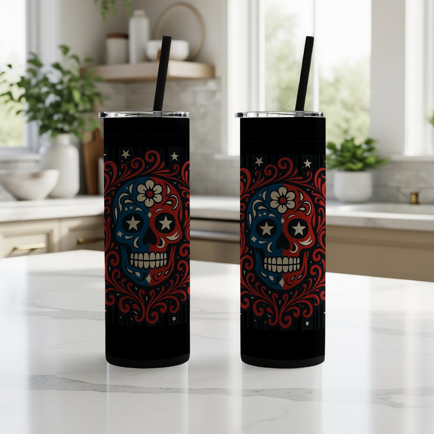 Day of the Dead Skull Mug with Straw product type