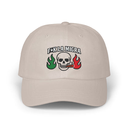 F La Migra Skull Smoking Hat with Flames product