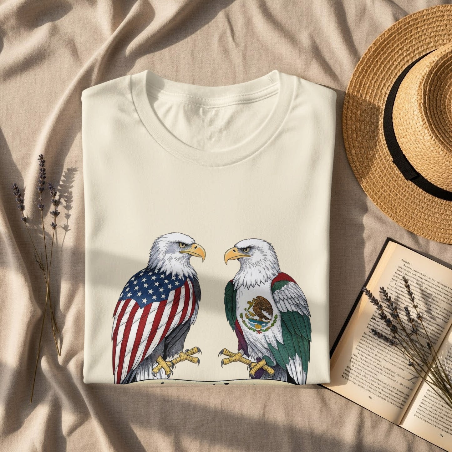Bald Eagles with Flag Design Graphic Shirt product