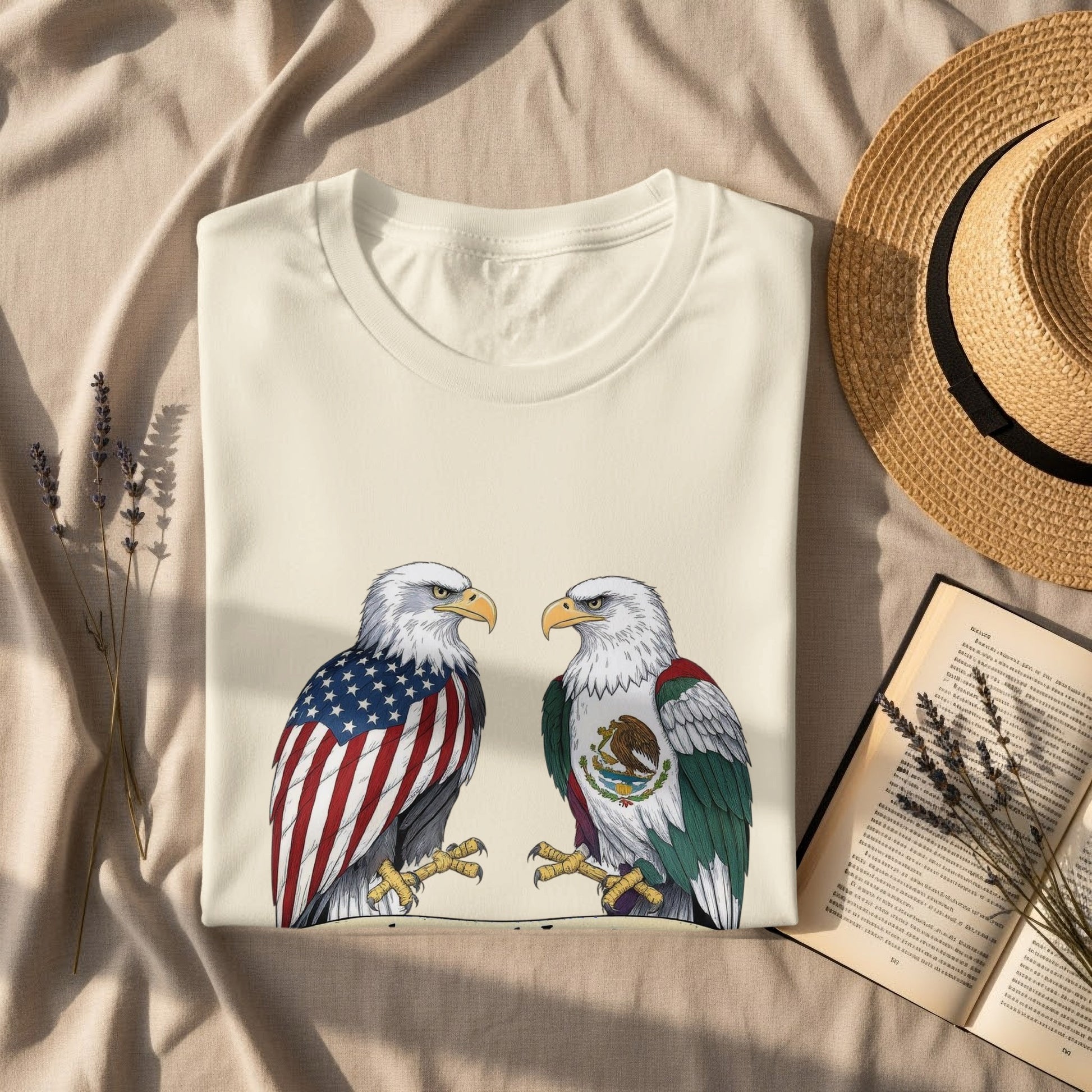 Bald Eagles with Flag Design Graphic Shirt product