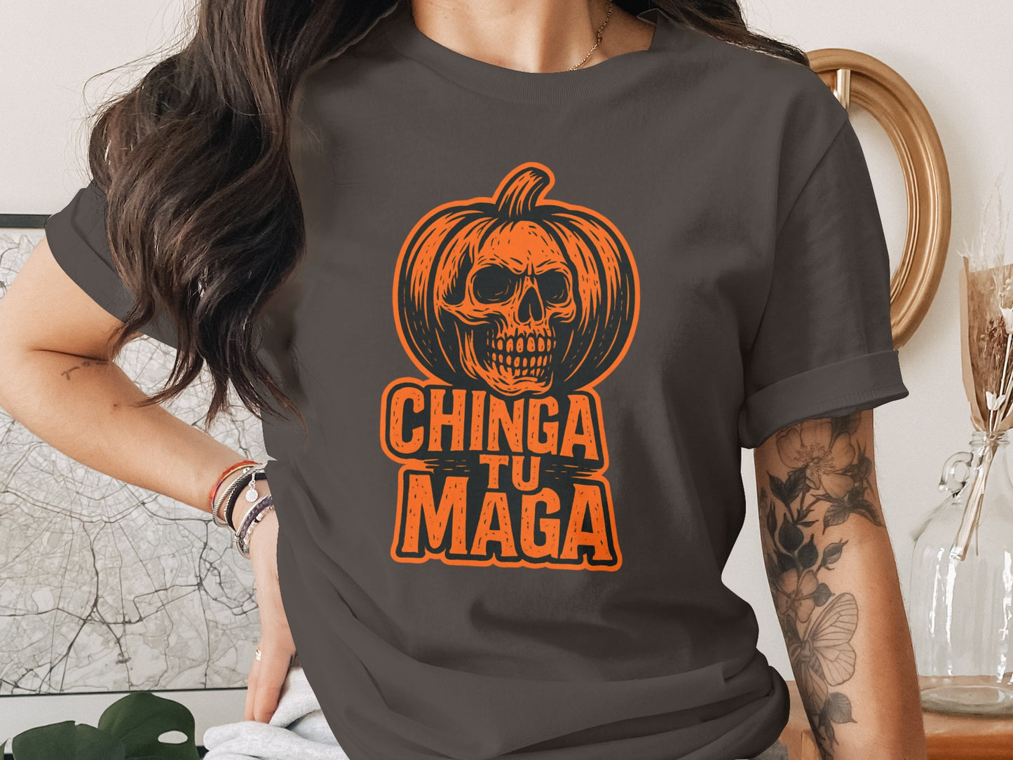 Spooky Halloween Skull Pumpkin Chinga Tu Maga product type