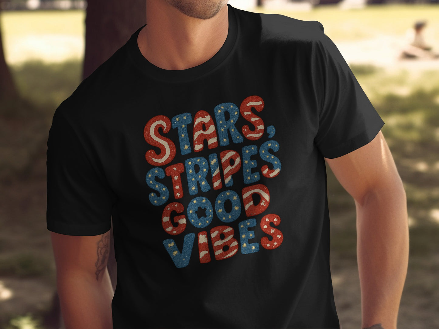 Stars Stripes Good Vibes Graphic T-Shirt product
