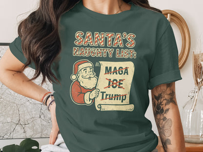 Santa's Naughty List Funny T-Shirt with Trump and Biden