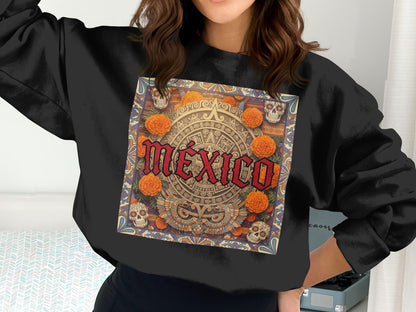 Mexico Aztec Calendar Floral Design Sweatshirt product