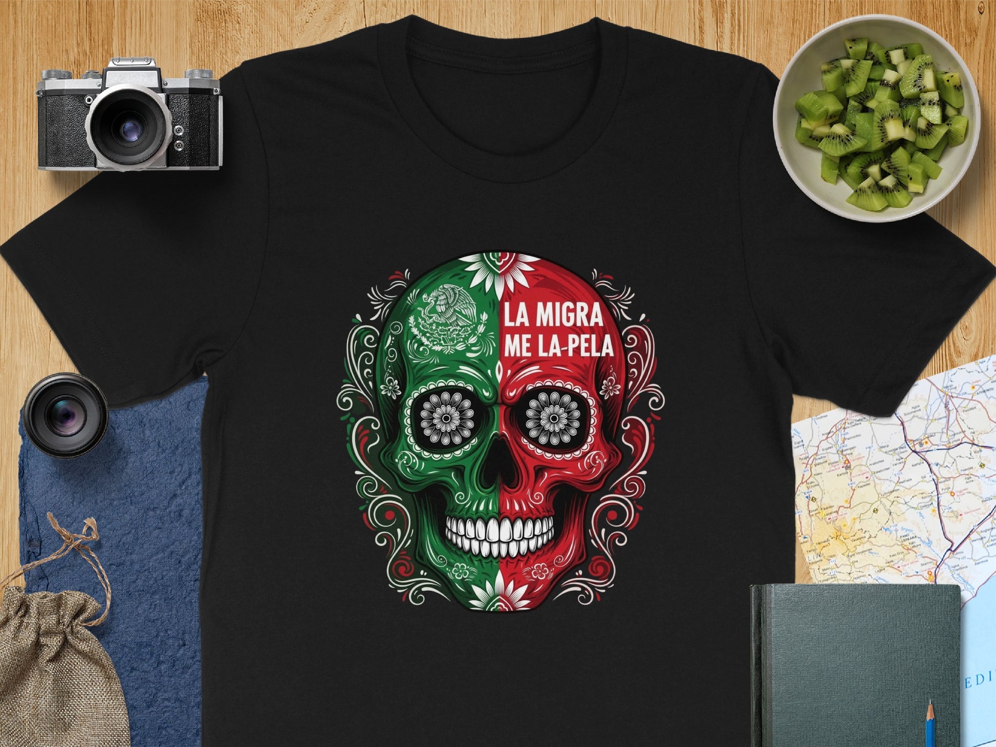 La Migra Me La Pela Skull Design T-Shirt product
