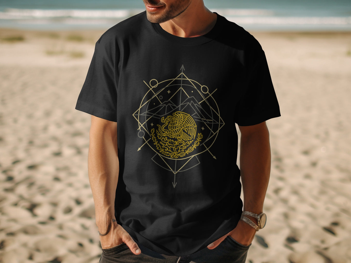 Geometric Eagle Beach Vibes Graphic T-Shirt product