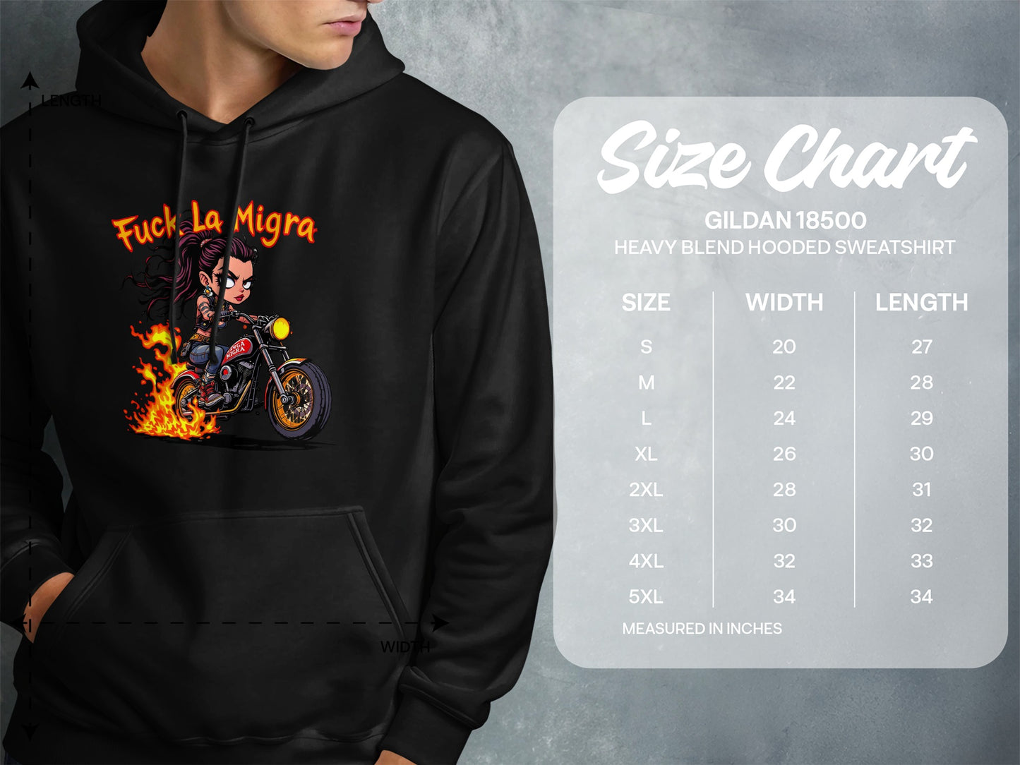 Fierce Biker Girl Flames Hooded Sweatshirt product