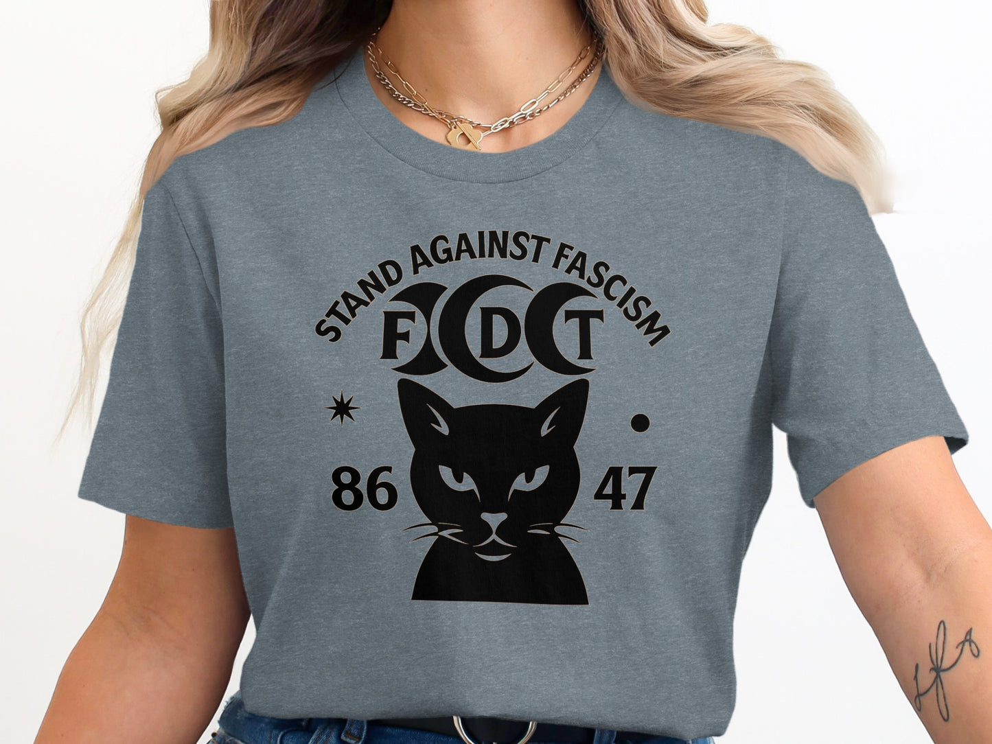 Stand Against Fascism FDCT 86 47 Cat Graphic T-Shirt