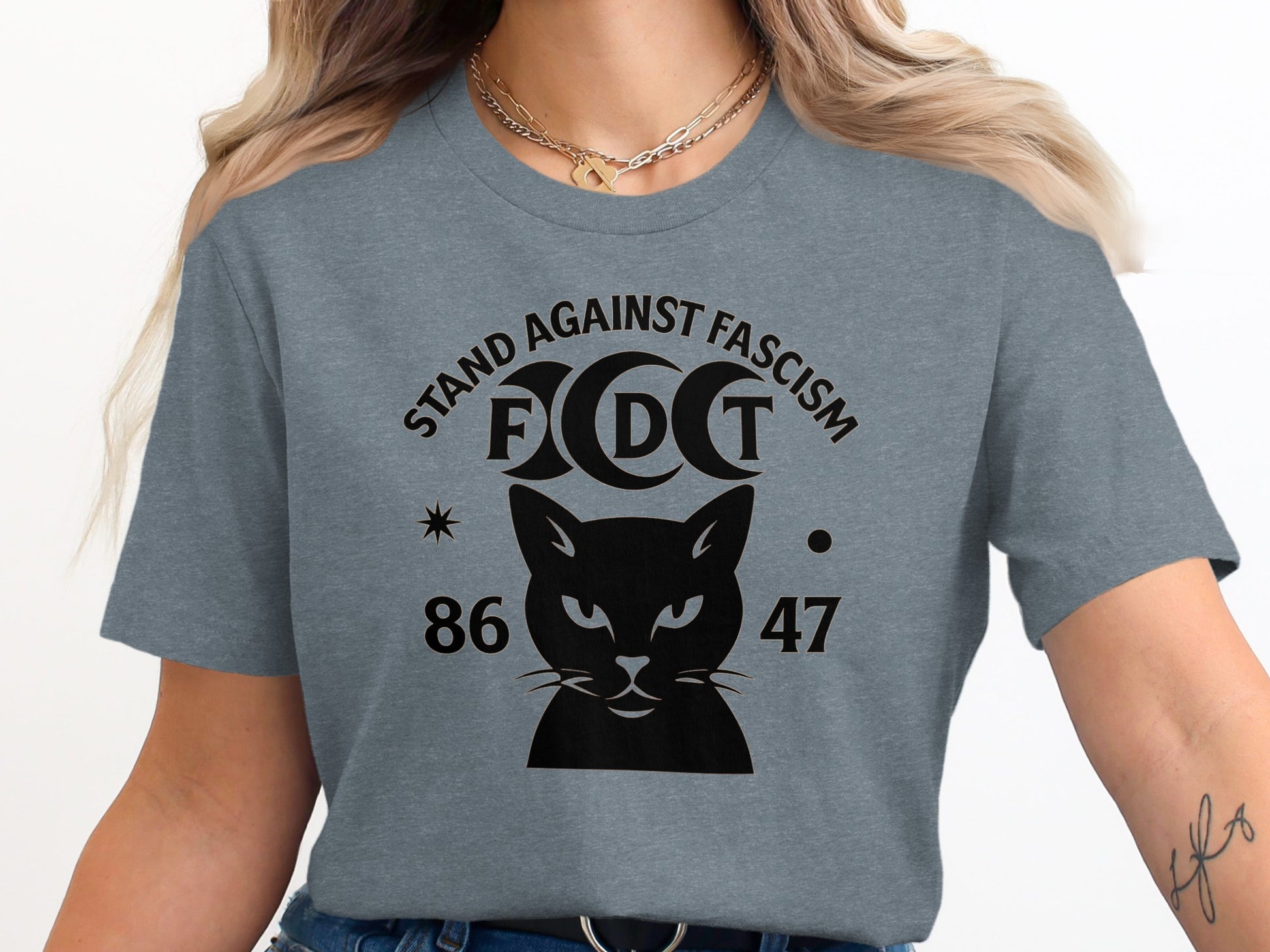 Stand Against Fascism FDCT 86 47 Cat Graphic T-Shirt