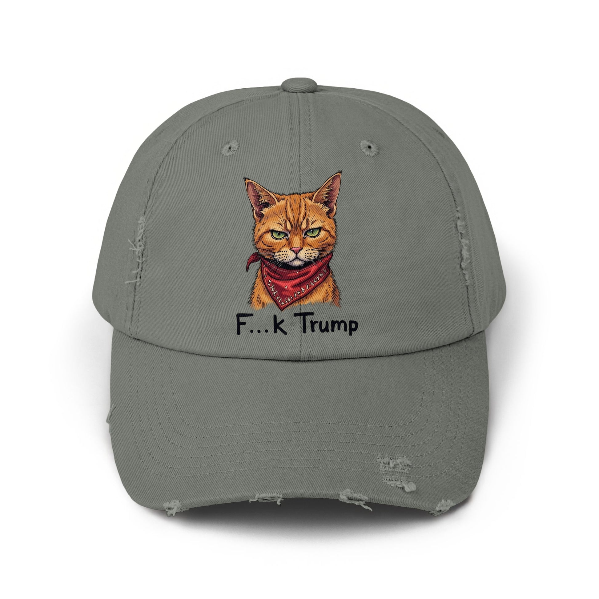 Cat Wearing Bandana F...k Trump Embroidered Hat product