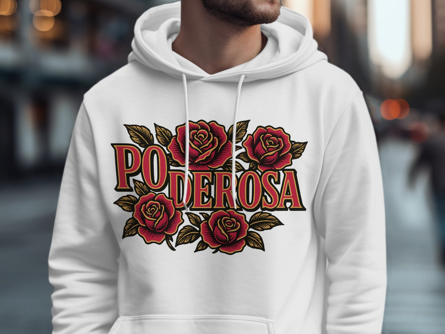 Vibrant Poderosa Rose Print Hoodie for Stylish Look product