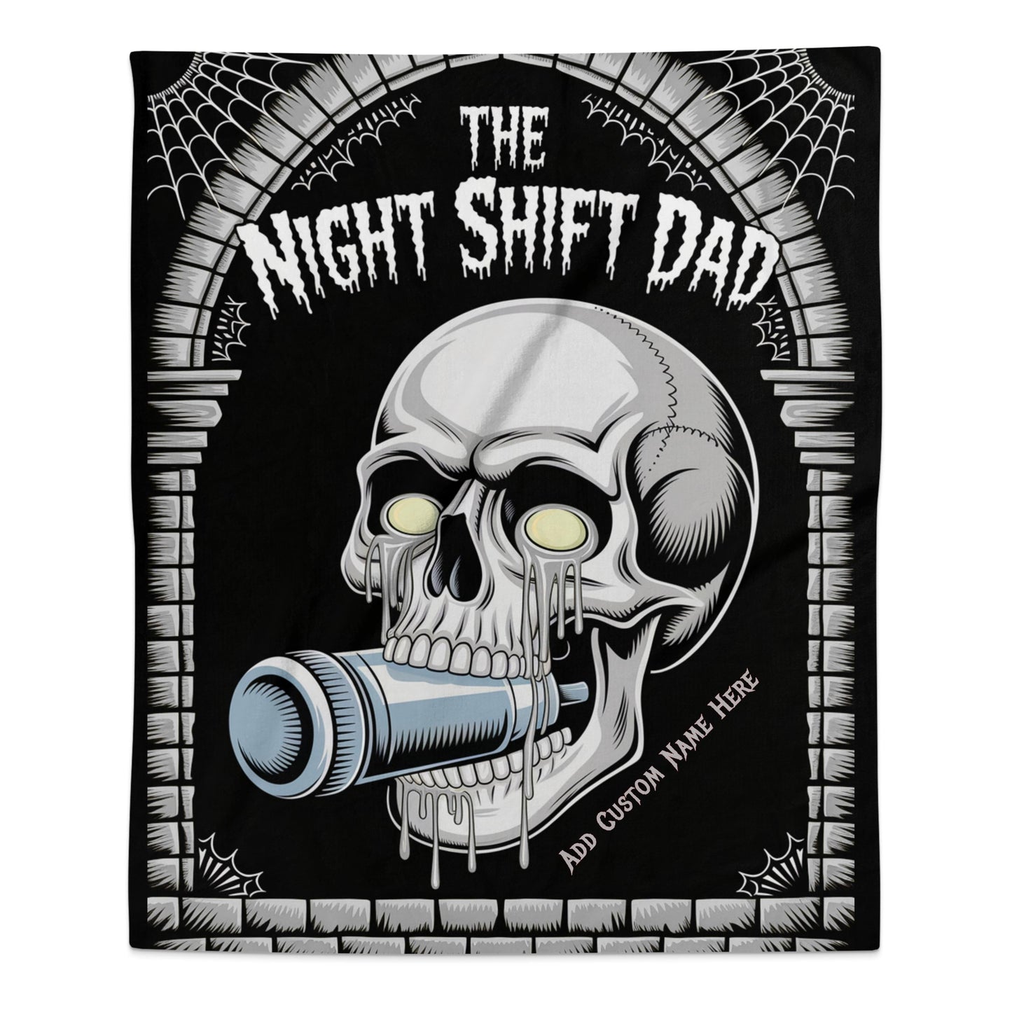 The Night Shift Dad Skull with Flashlight Decorative Blanket