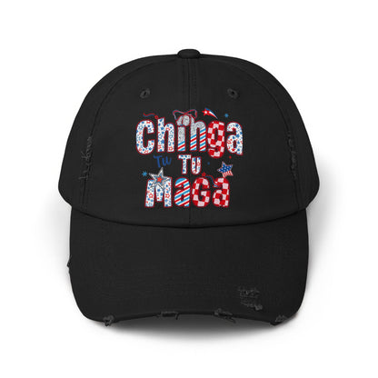 Chinga Tu M*GA Embroidered Distressed Black Hat product