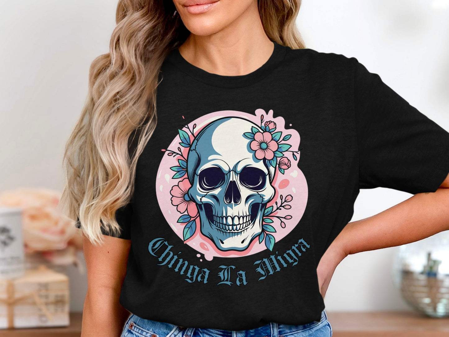 Chinga La Migra Skull Graphic Tee product
