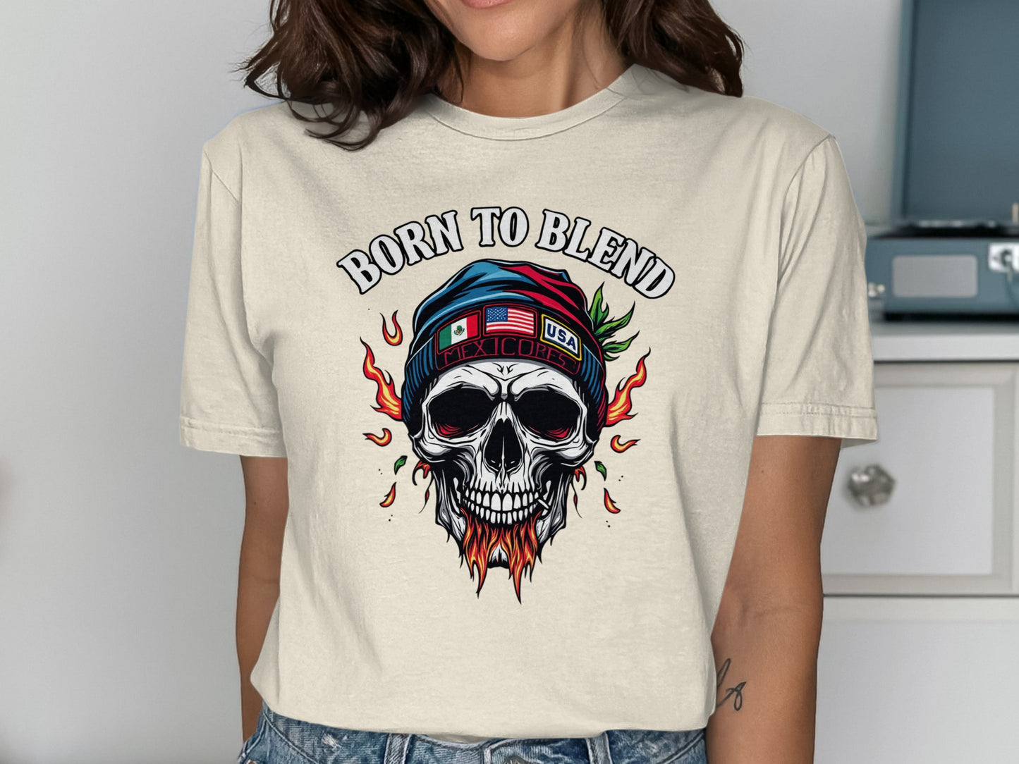 Born To Blend Skull Graphic Tee Shirt product type