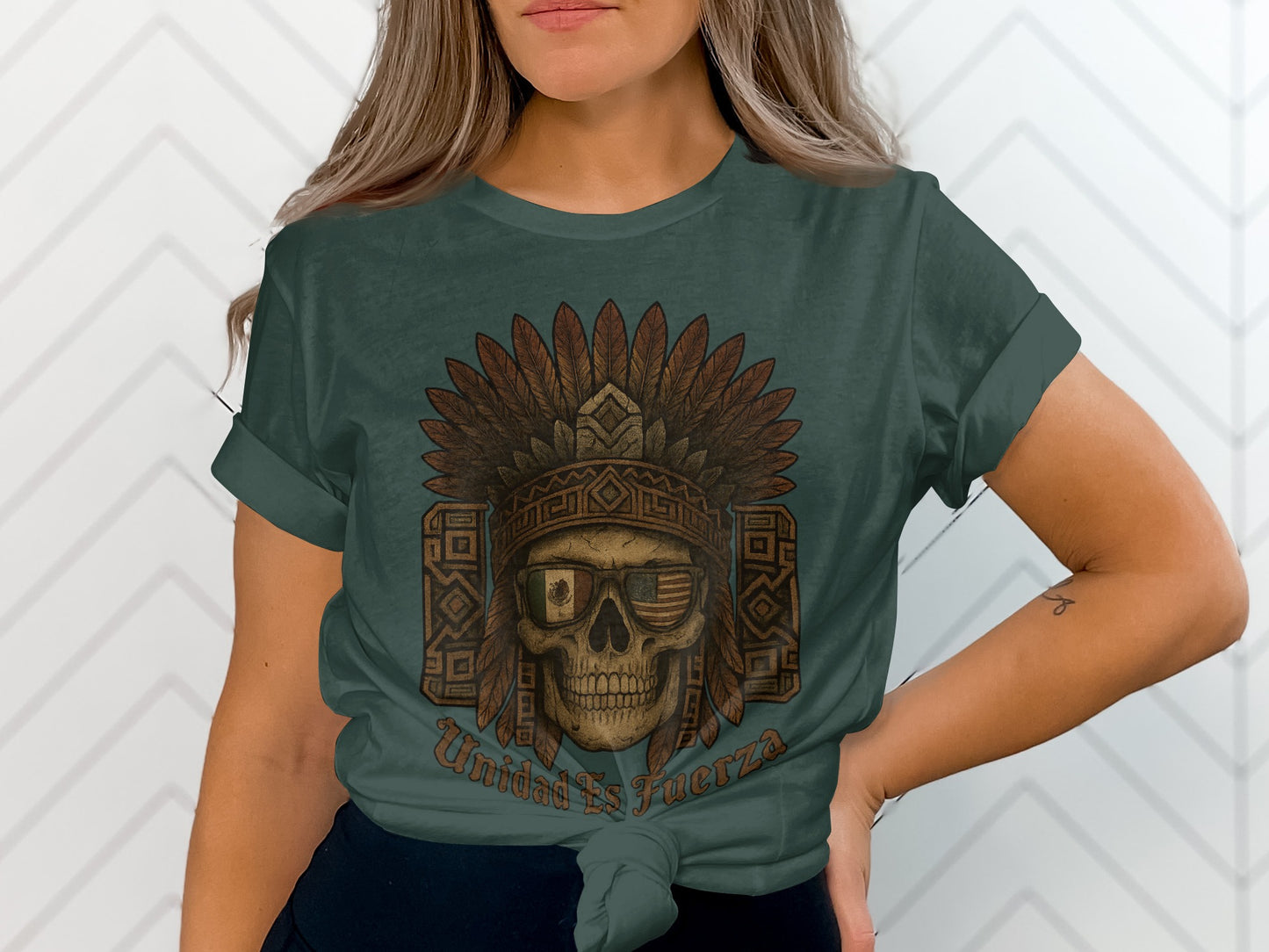 Indian Skull Graphic Tee with Printed Text