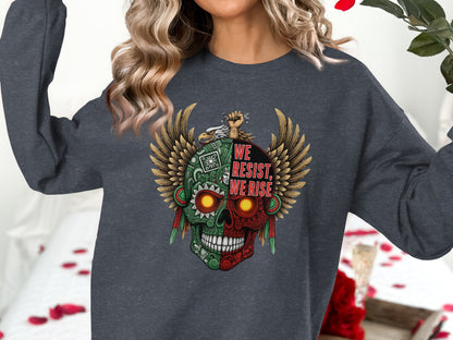 We Resist We Rise Winged Skull Graphic Sweatshirt product
