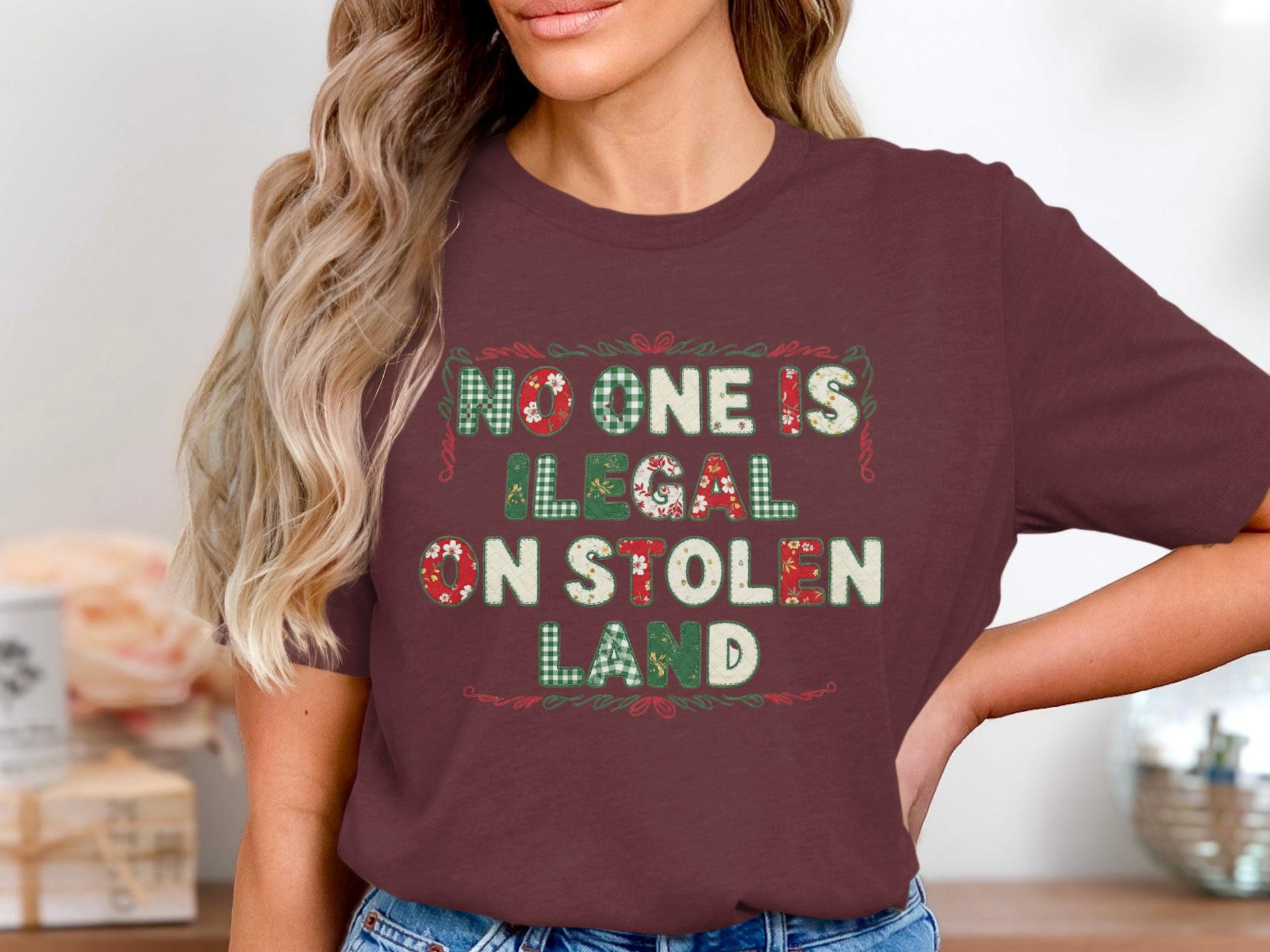 No One Is Illegal On Stolen Land graphic tee