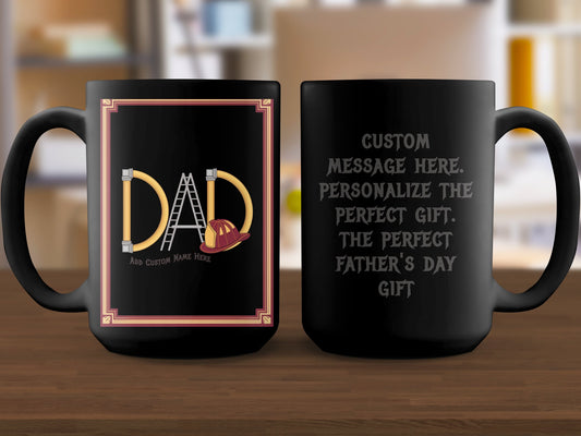 Personalized DAD Firefighter Black Mug Custom Gift product