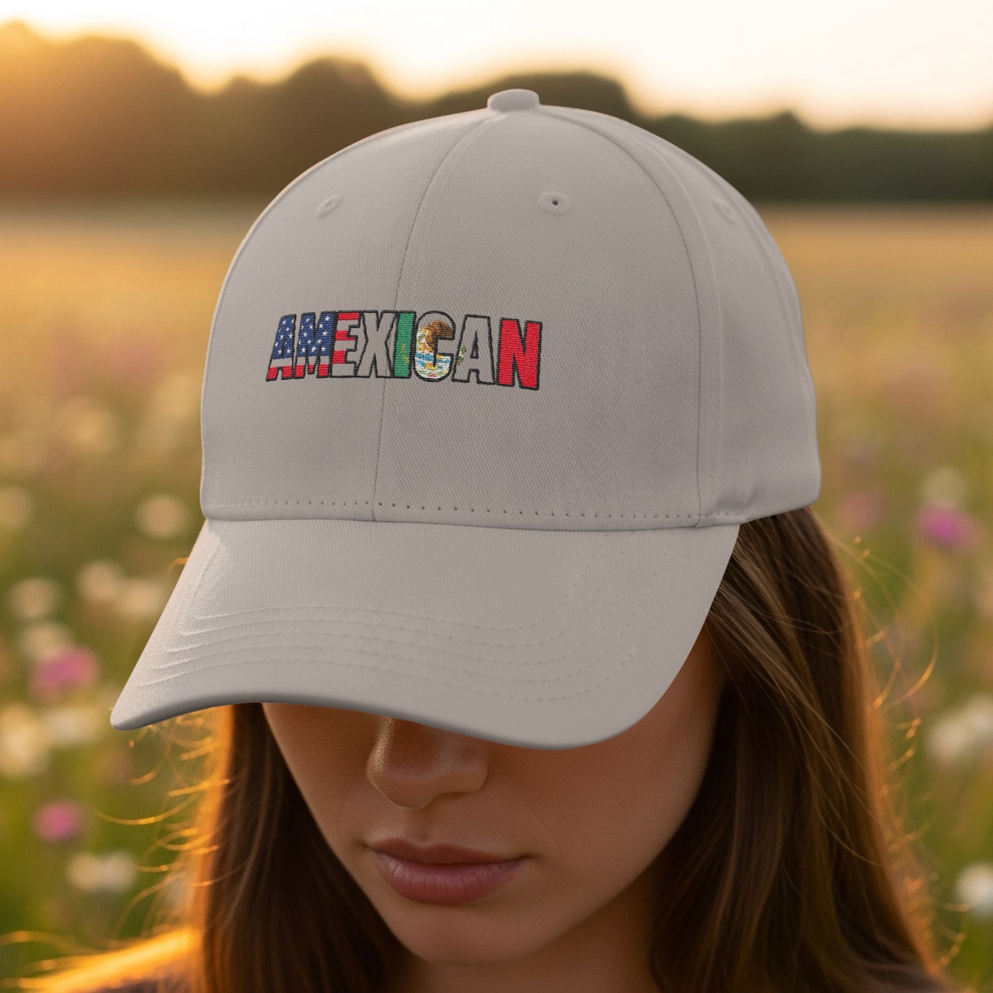 American and Mexican Flag Design White Cap product