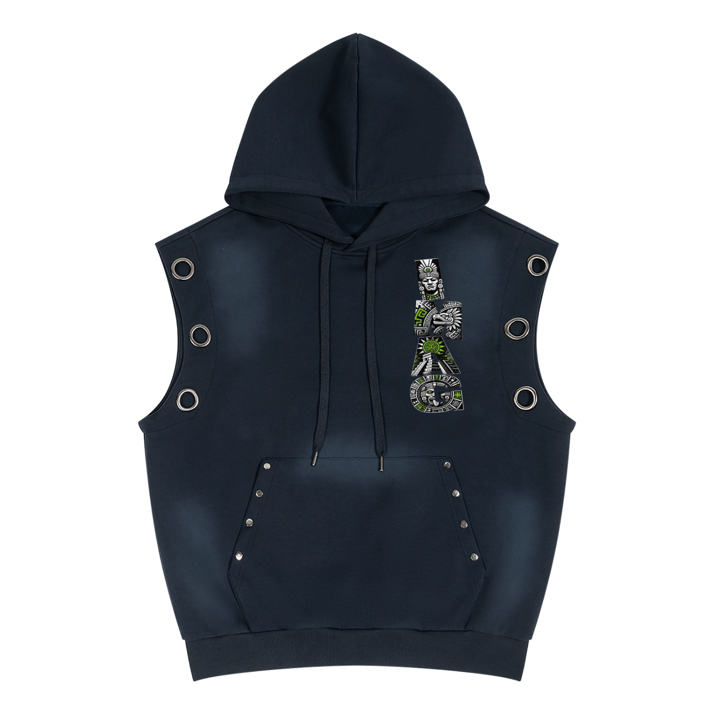 Unisex Vintage Wash Sun Fade Sleeveless Hoodie