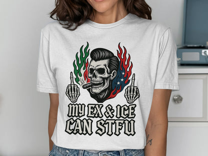 My Ex and Ice Can STFU Skull Graphic T-shirt Product