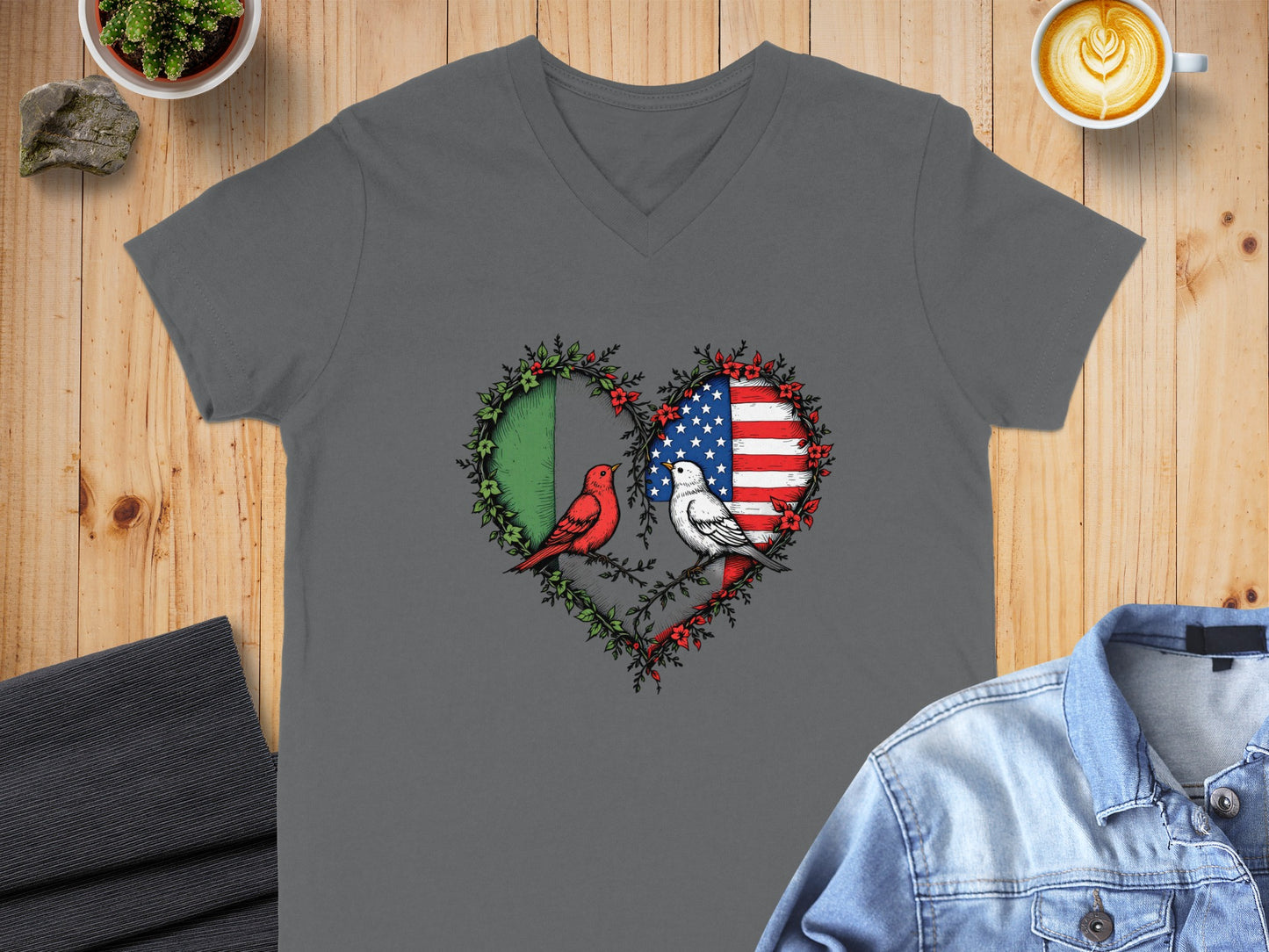 Heart Shaped Birds USA And Italy Flag Design product type