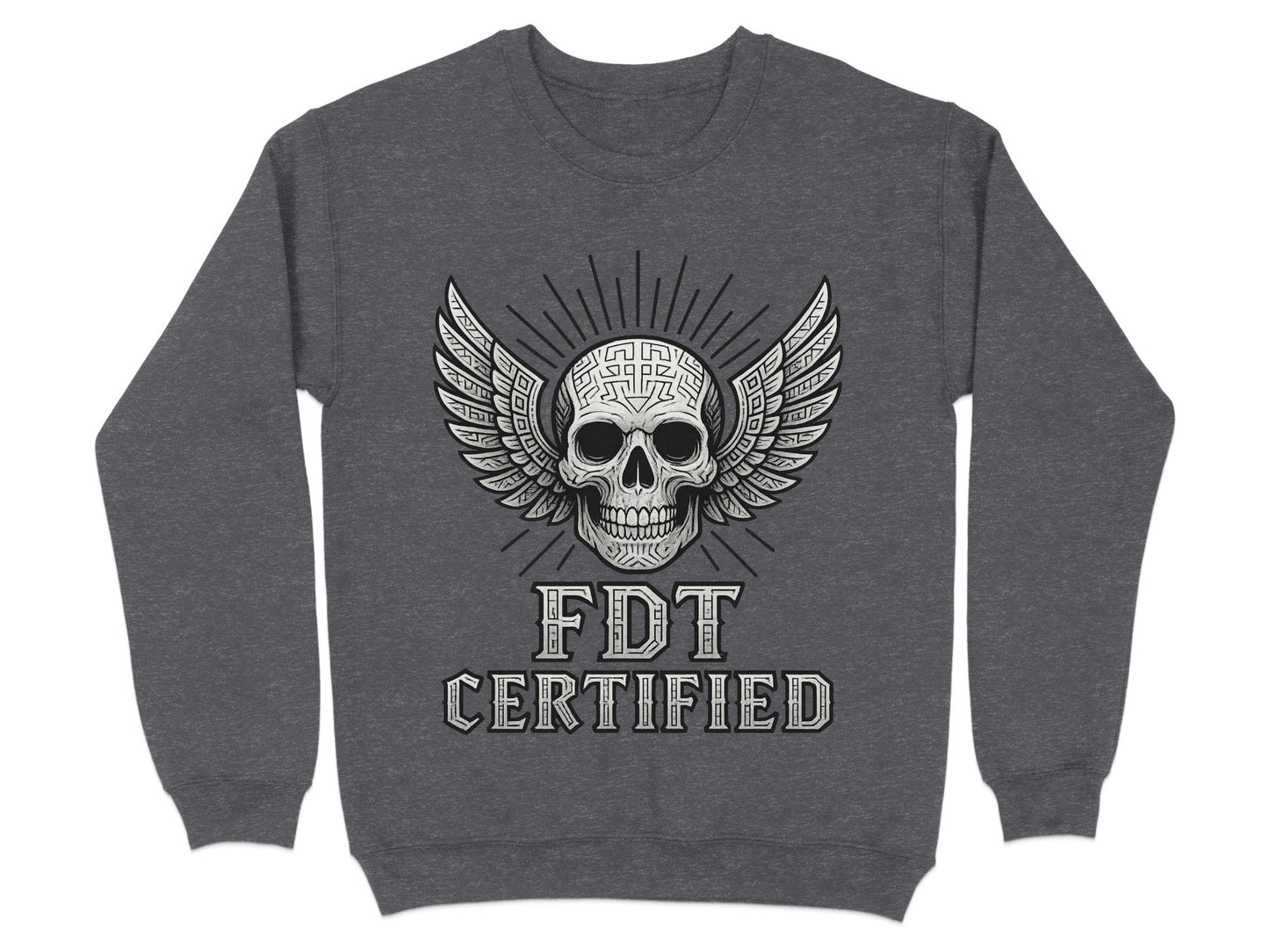 FDT Certified Skull with Wings Graphic Sweatshirt