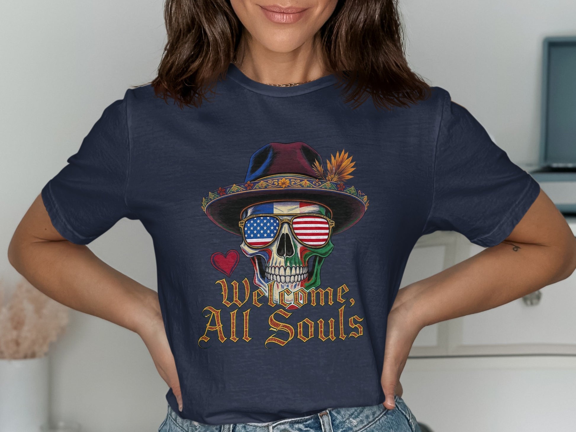 Welcome All Souls Retro Skull Graphic T-shirt product type