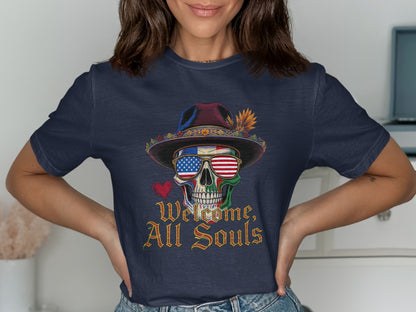 Welcome All Souls Retro Skull Graphic T-shirt product type